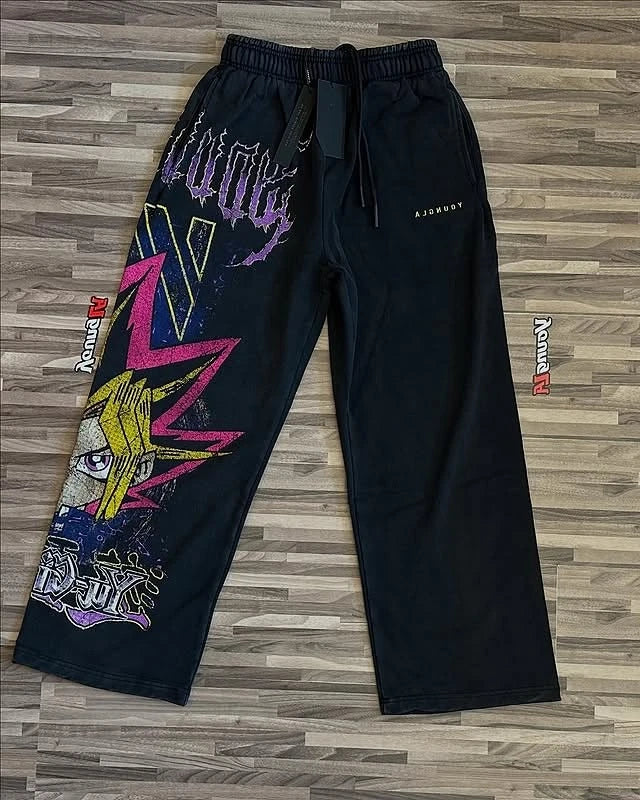 Yu-Gi-Oh Baggy Sweatpants Men Casual Pants Gym Trousers Y2k Pants Elastic Waist American Streetwear 2000s Joggings Men Clothing