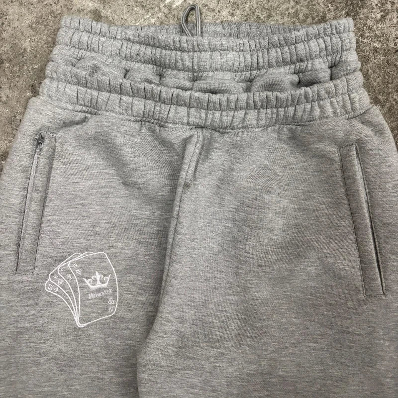 Y2K Double Waist Jogging Pants Poker Embroidery Pattern Sagging Pants Men Women Goth Hip Hop Streetwear Unisex Baggy Sweatpants