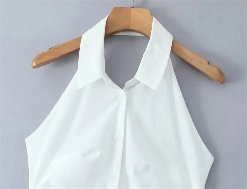 Women Button Up White Sleeveless The Ultimate Muse Collar Maxi Dress