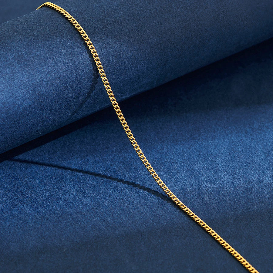 2mm Wide Stainless Steel Link Chain Necklace for Men and Women Silver Color and Gold Color Available Length 14"-30"