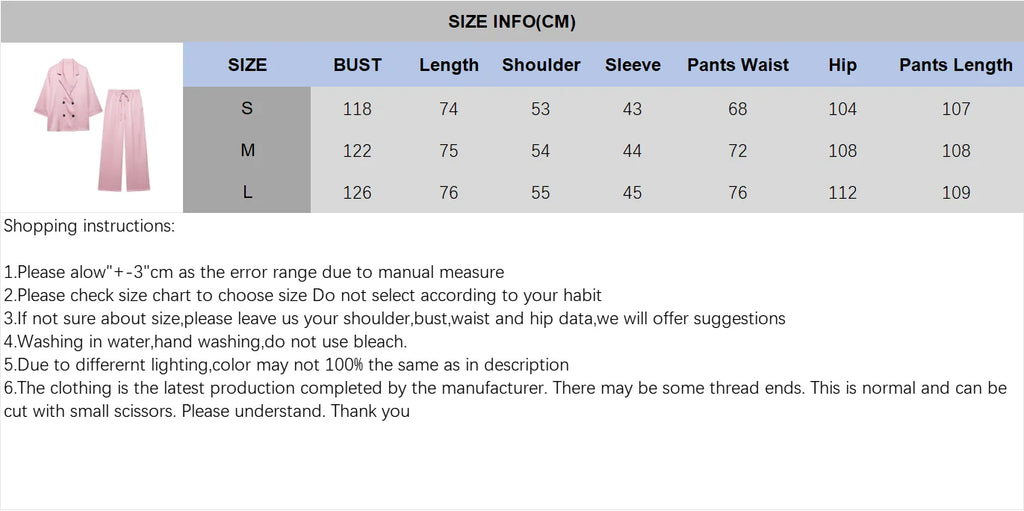 Women High Waist Pants Set Spring 2 Piece Double-Breasted Satin Blazers Two Piece Lace Up Creased-Effect Trousers Women Outfit