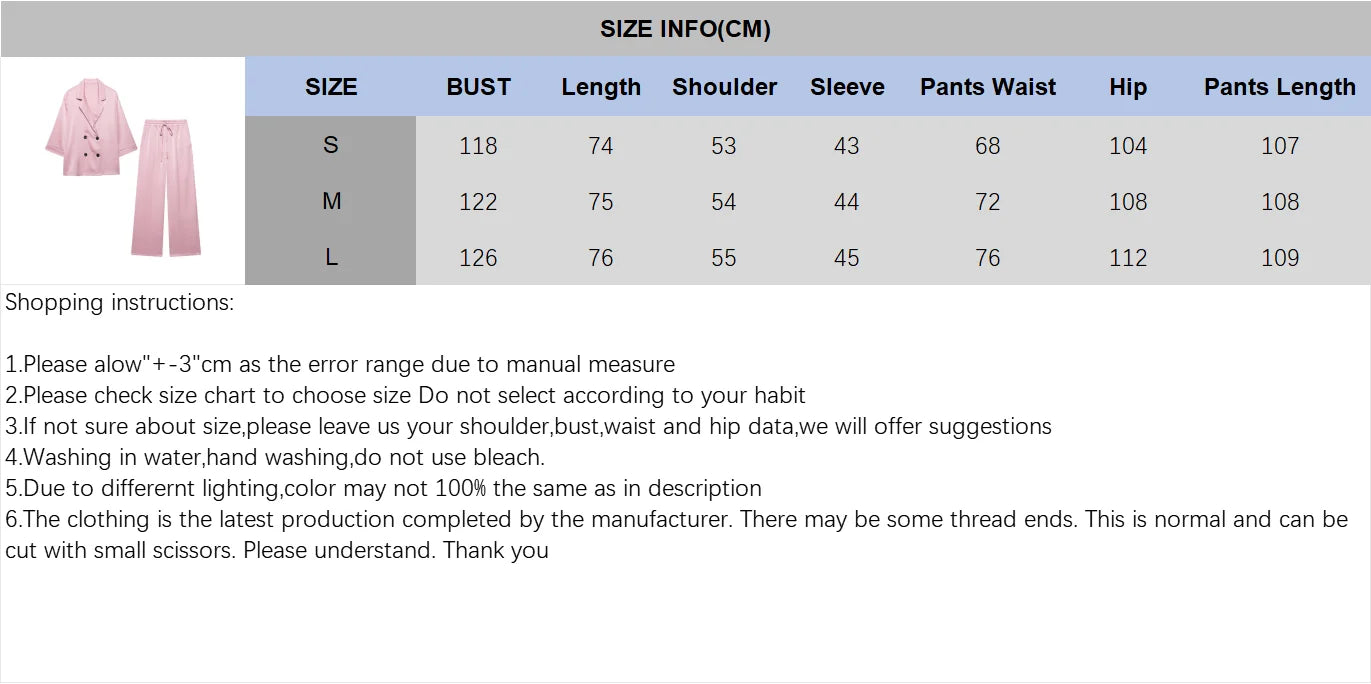 Women High Waist Pants Set Spring 2 Piece Double-Breasted Satin Blazers Two Piece Lace Up Creased-Effect Trousers Women Outfit