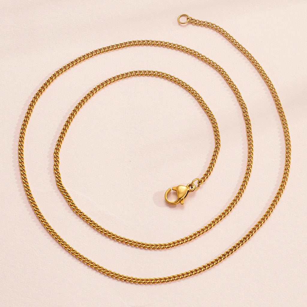 2mm Wide Stainless Steel Link Chain Necklace for Men and Women Silver Color and Gold Color Available Length 14"-30"