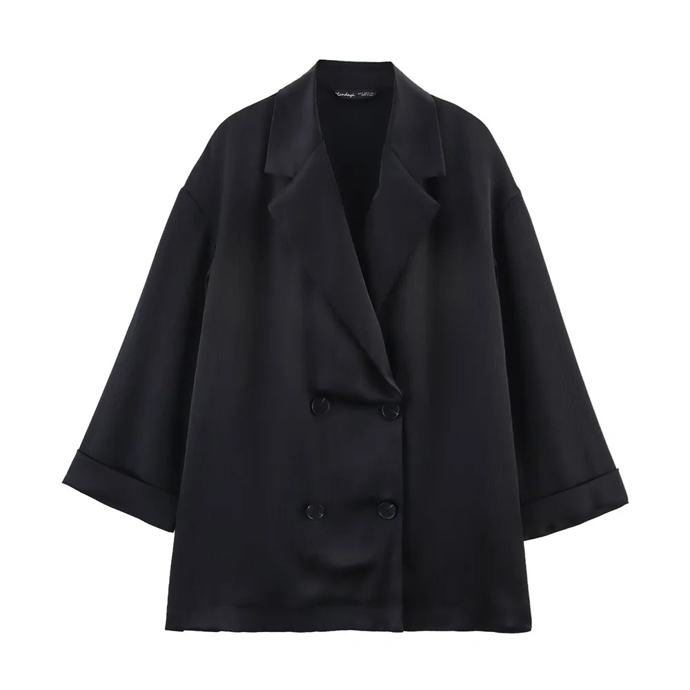 UNIZERA women's wrinkle effect suit jacket long pants lapel button pocket decoration spring/summer new casual women's clothing