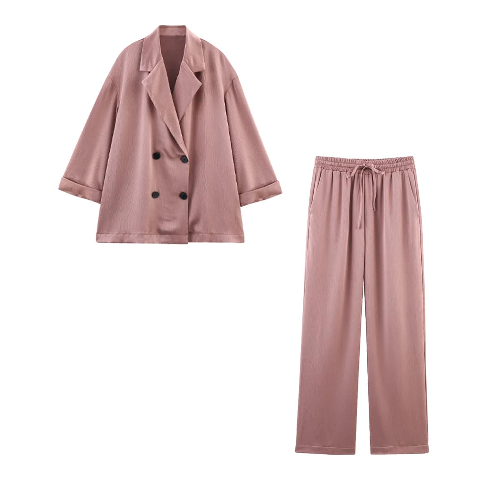 UNIZERA women's wrinkle effect suit jacket long pants lapel button pocket decoration spring/summer new casual women's clothing