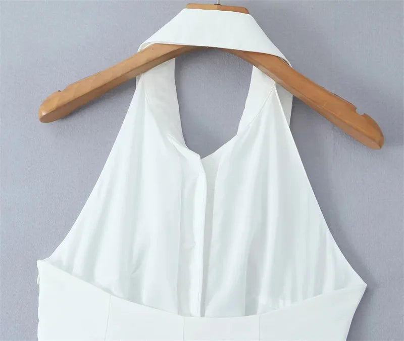 Women Button Up White Sleeveless The Ultimate Muse Collar Maxi Dress