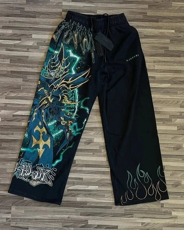 Yu-Gi-Oh Baggy Sweatpants Men Casual Pants Gym Trousers Y2k Pants Elastic Waist American Streetwear 2000s Joggings Men Clothing